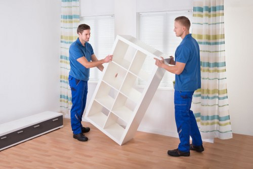 Removalists carrying boxes through narrow stairs in a Paddington property